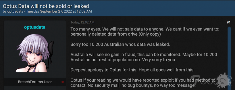 黑客撤回勒索诉求并道歉-FBI出手协助调查！澳大利亚Optus电信大规模数据泄露事件有点诡异！