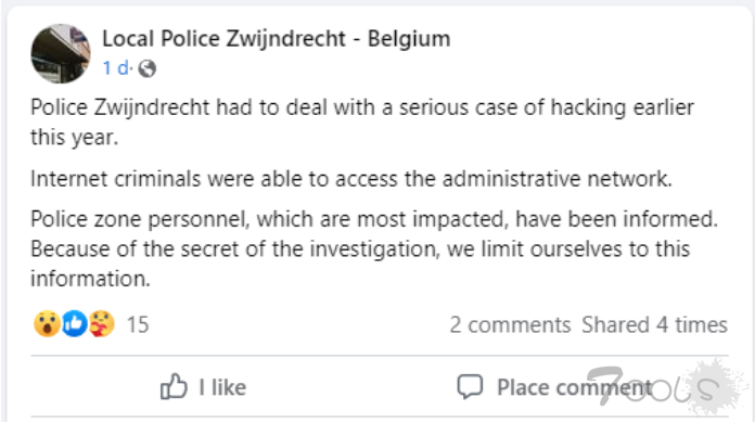 勒索软件团伙以比利时市政当局为目标，反而袭击了警察